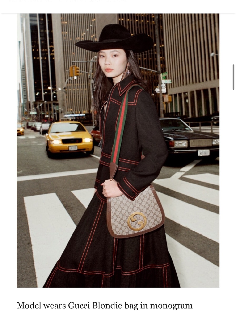 Gucci Blondie Monogram Saddle Bag with Web Strap - Beige/Brown/Gold